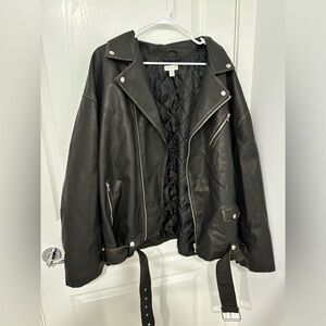 womens plus size leather biker jacket